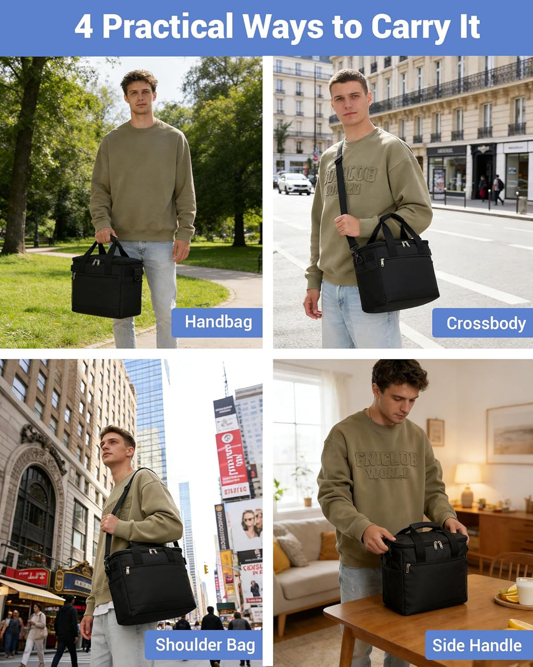 KONO Kühltasche 20L, Grosse Isolierte Lunchtasche Faltbar, Tragbare Thermotasche mit Verstellbarem S