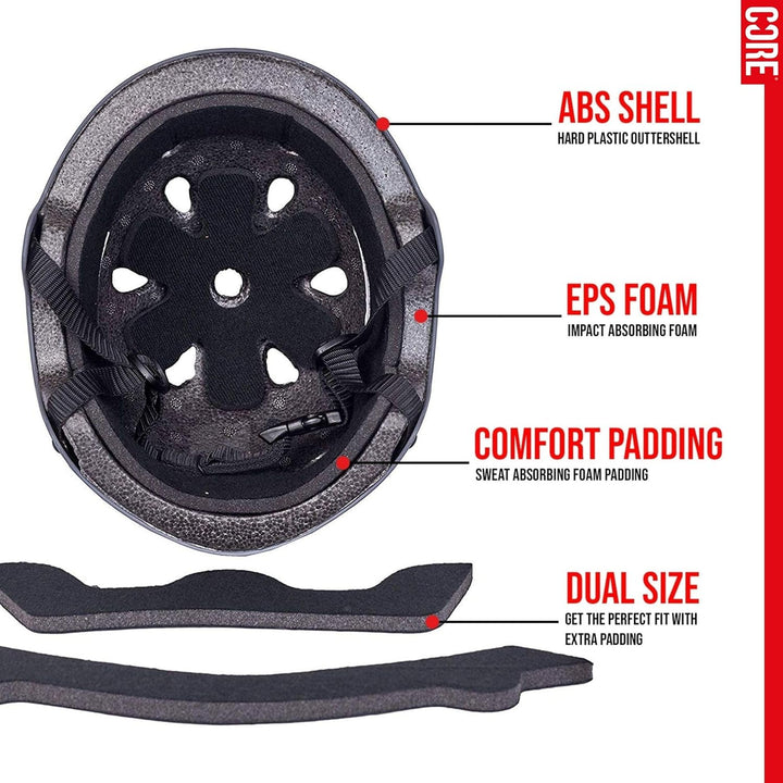 Core Schutzhelm Skate/BMX/Bike/MTB/Roller Derby/Roller All Black XL, All Black XL