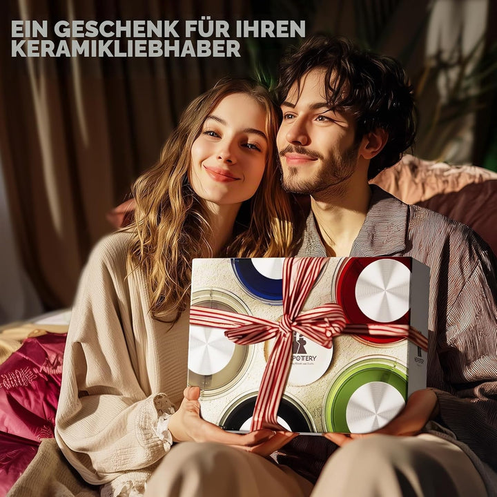 Töpferscheibe Elektrisch Set für Anfänger &amp; Profis – Komplettes Töpferset für Zuhause mit 1kg Ton, 0