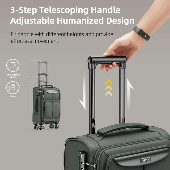 SHOWKOO Kofferset 3 Teilig Stoffkoffer Weichschale Erweiterbar Reisekoffer Leicht Haltbar Trolley Ha