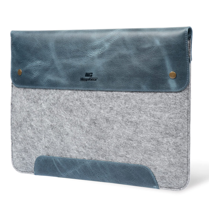 MegaGear MacBook-Tasche aus echtem Leder und Fleece, Laptop-Hülle für MacBook Pro und MacBook Air Hü