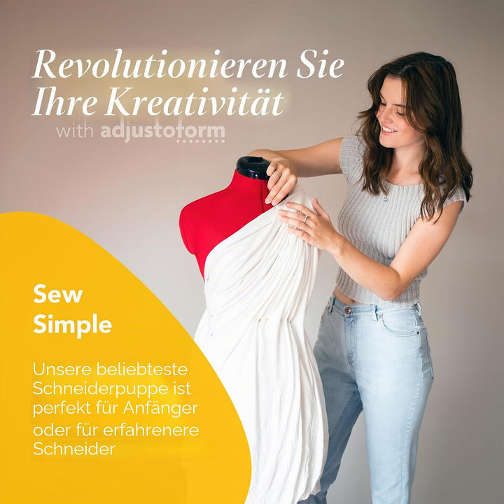 Adjustoform FG305 Sew Simple Schneiderpuppe, Nähpuppe, 8 verstellbare Teile, Grössen 44 bis 50, Medi