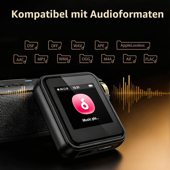 HIFI WALKER H2 Mini MP3 Player Bluetooth HiFi mit Clip, DAC ESS9218, Hi-Res Audio DSD/FLAC, 1,54” To