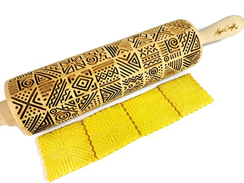 AFRIKA Geprägte Nudelholz. Teigroller für Hausgemachtes Gebäck. Gravierte Nudelholz mit Muster von A