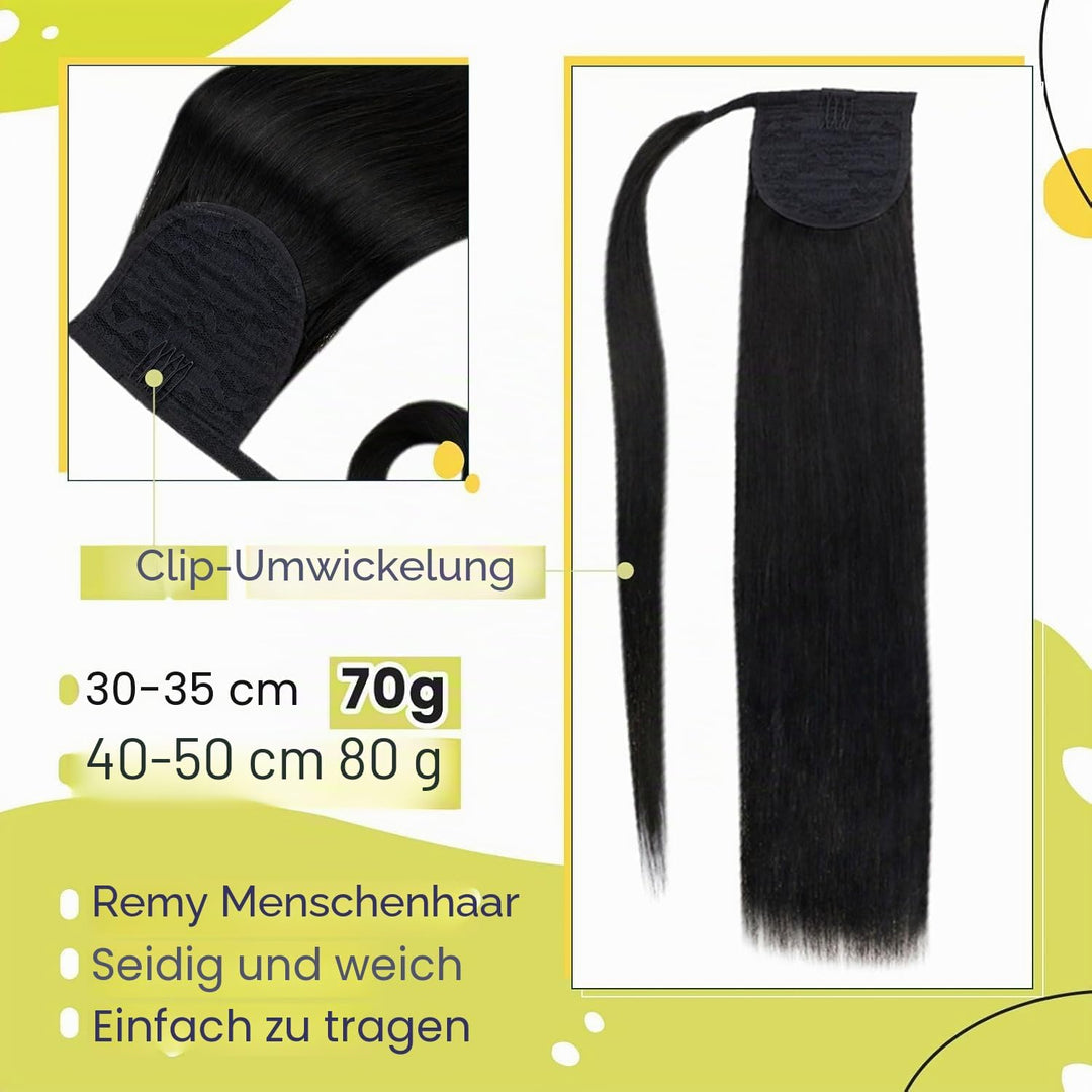RUNATURE Echthaar Zopf Echte Haare Ponytail Extensions Echthaar Haar Pferdeschwanz Extensions Echtha