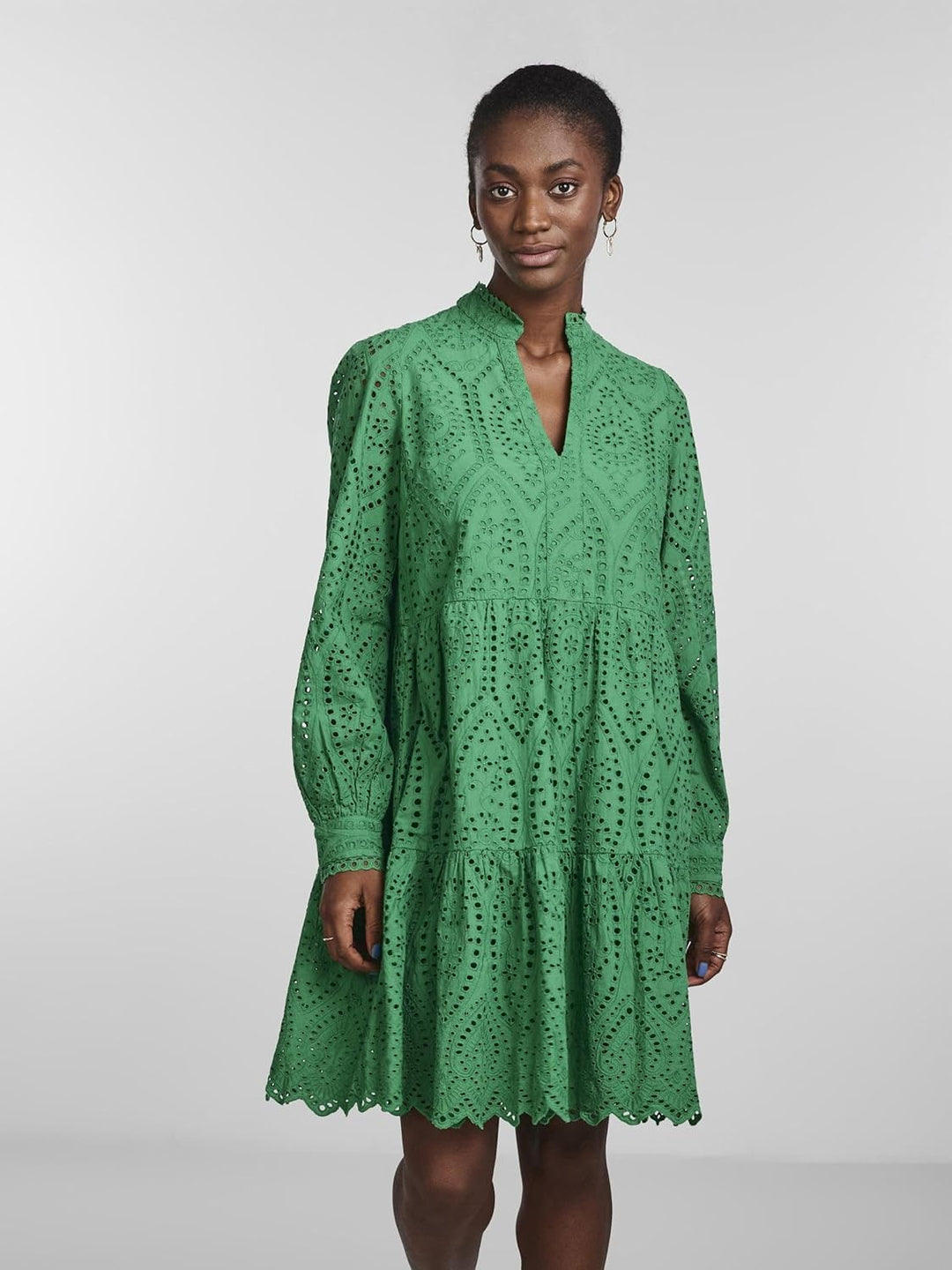 YAS Damen Yasholi Ls Dress S. Noos Stufenkleid XS Jelly Bean, XS Jelly Bean