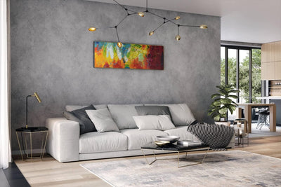 KunstLoft Leinwandbild | 100% HANDGEMALT | 150x50cm | Gemälde 'Bright Future' | Abstrakt | Bunt | Wa