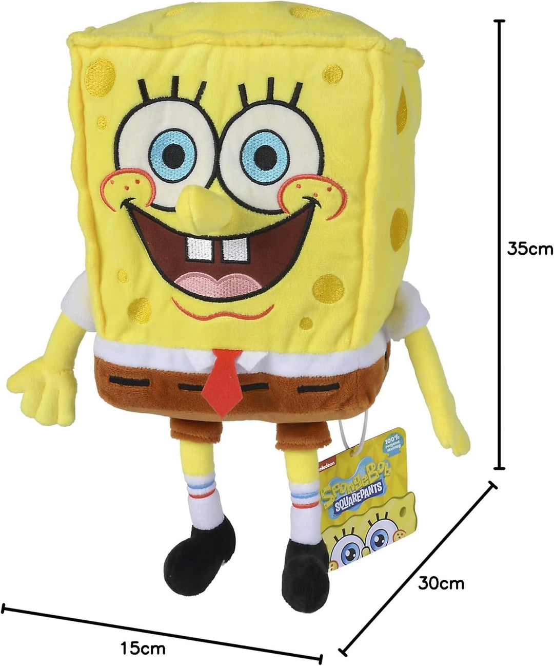 Simba 109491000 - Spongebob Schwammkopf Plüsch 35cm, Plüschfigur mit recyceltem Füllmaterial, ab den
