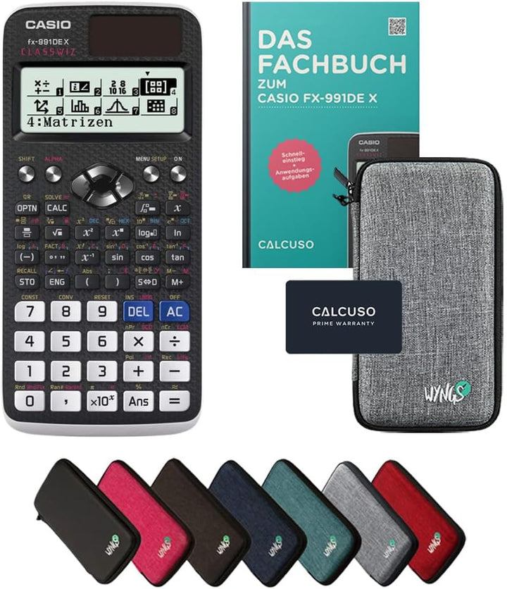 CALCUSO Standardpaket: Casio FX-991 DE X technisch-wissenschaftlicher Taschenrechner + WYNGS Schutzt