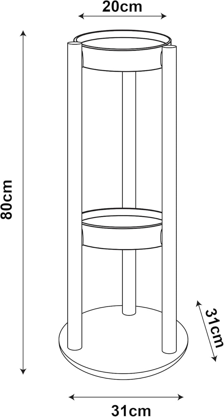 [en.casa] Pflanzständer ’Sastamala’ mit 3 Ablagen 80 x 31 x 31 cm Bambus/Weiss Bambus 80 x 31 x 31 c