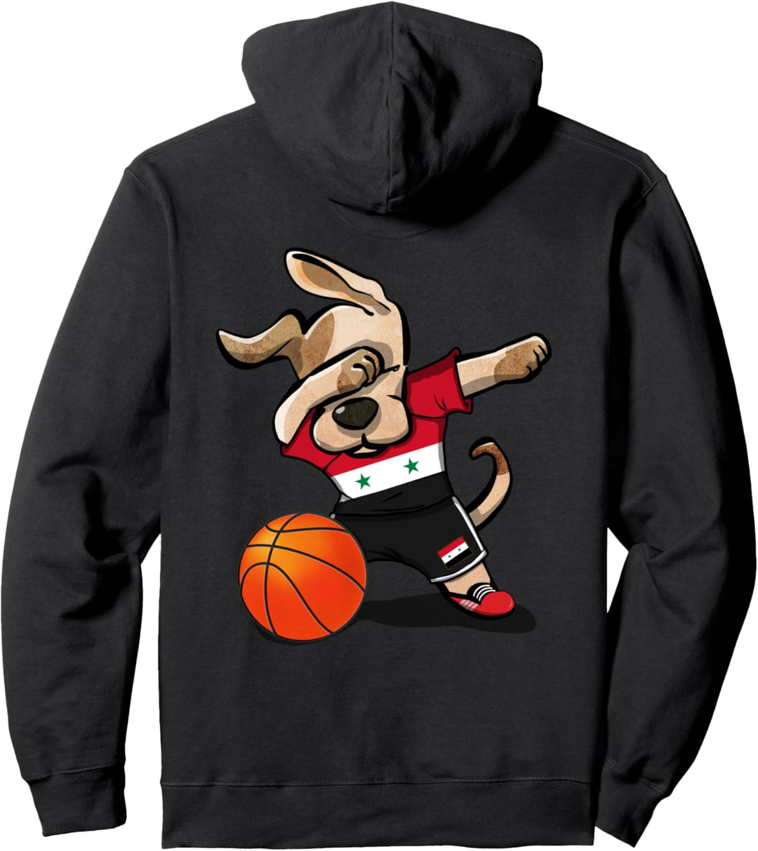 Dabbing Dog Syrien Basketball Fans Trikot Syrien Flagge Sport Pullover Hoodie