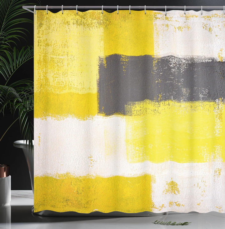ABAKUHAUS Abstrakt Duschvorhang, Grunge Brushstrokes, Wasser Blickdicht inkl.12 Ringe Langhaltig Bak