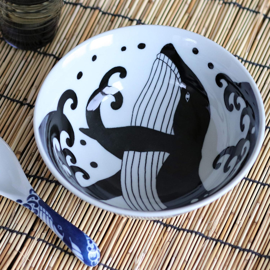 Minorutouki Mino ware Nudelschale, Wal, 21 x 6 cm, 598 ml, hergestellt in Japan