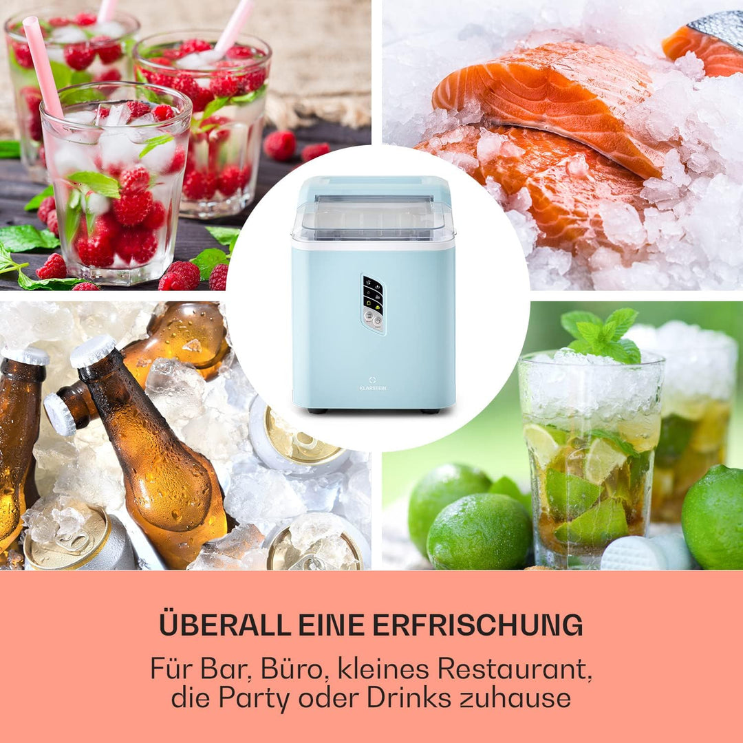 Klarstein Eiswürfelmaschine Klein, Schneller Ice Cube Maker, Eiswürfelbereiter Selbstreinigend, Eisw
