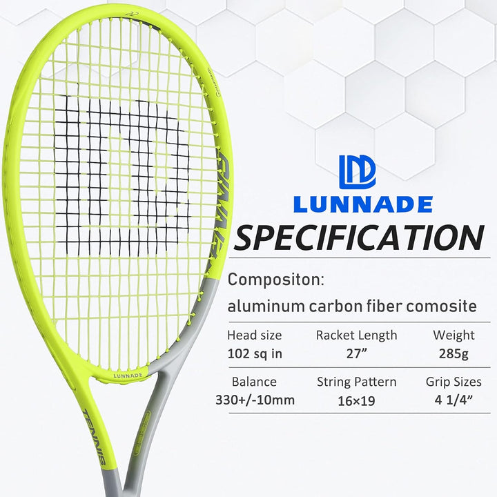 LUNNADE Tennisschläger für Erwachsene, 27 Zoll Leicht Tennisschläger mit Hülle, Geeignet für Damen H