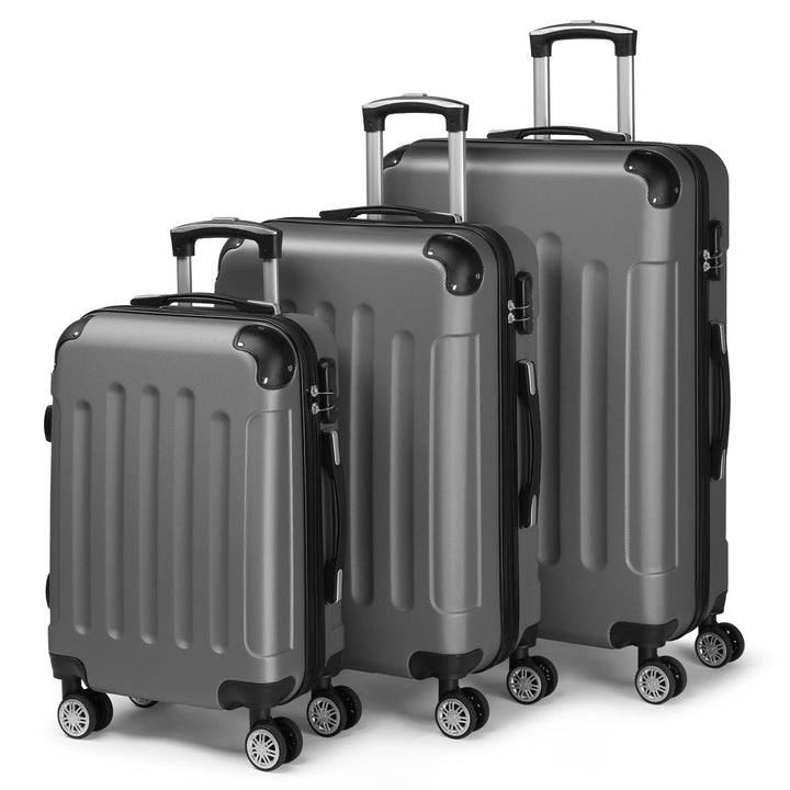 LEADZM Kofferset 3 teilig, Reisekoffer Set mit Eckenschutz, Koffer Set Hartschalen-Trolley aus ABS m