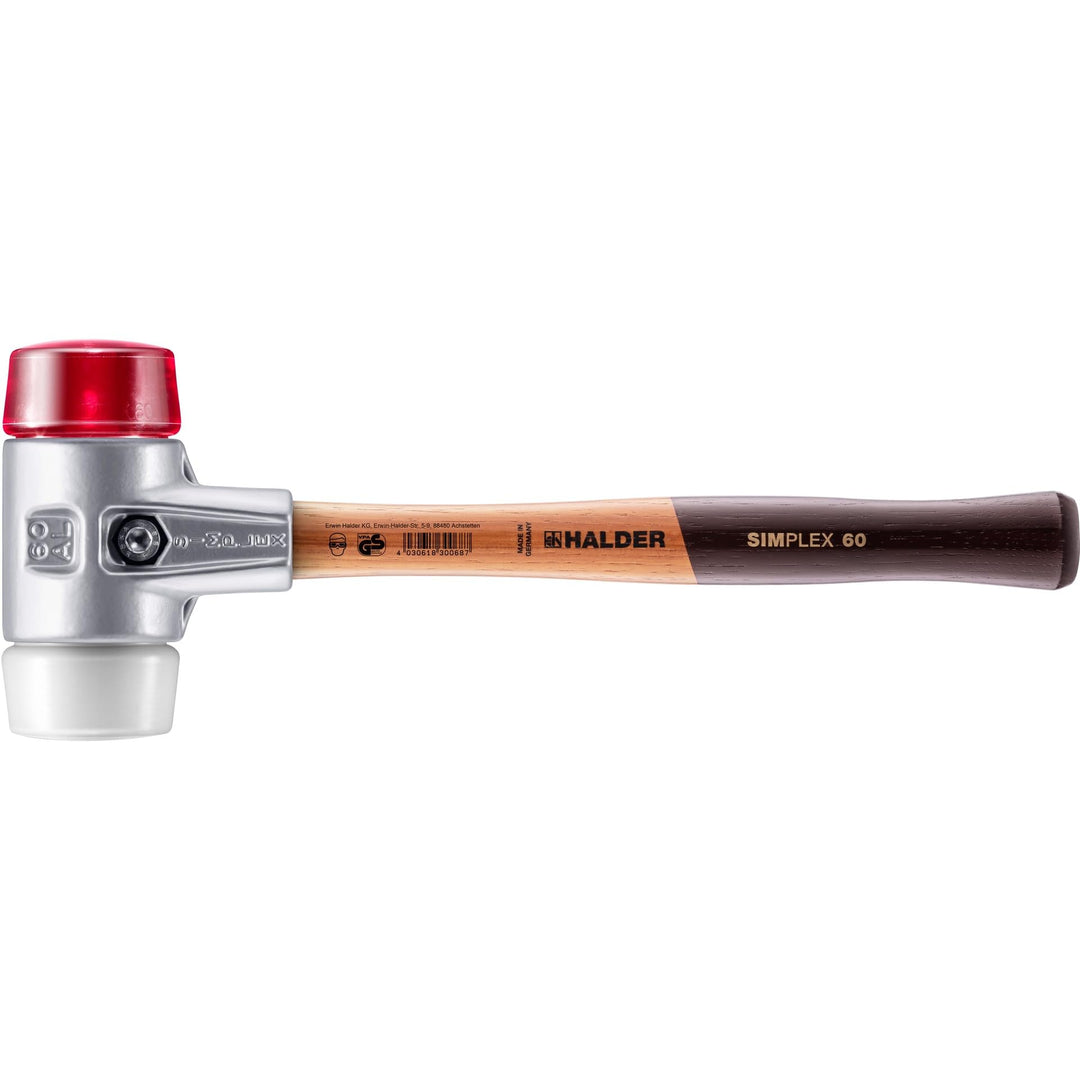 SIMPLEX-Schonhammer, Plastik/Superplastik; mit Aluminiumgehäuse und hochwertigem Holzstiel | D=60 mm