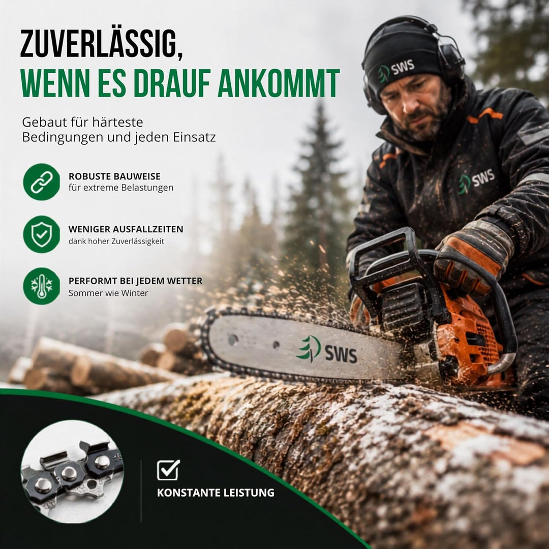 3 Stück SWS Forst Sägekette 3/8 1,3 mm Halbmeisel 57 Treibglieder kompatibel mit DOLMAR, ECHO, EINHE