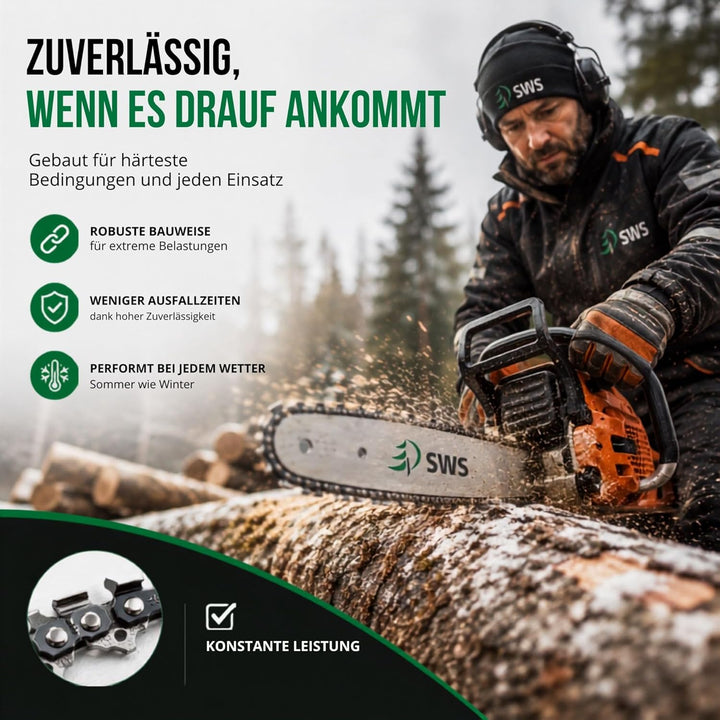 3 Stück SWS Forst Sägekette 3/8 1,3 mm Halbmeisel 57 Treibglieder kompatibel mit DOLMAR, ECHO, EINHE