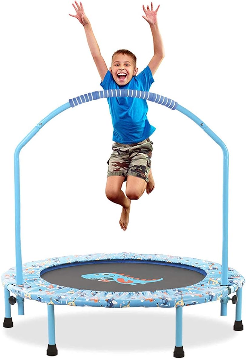 96,5 cm grosses Mini-Trampolin für Kinder, faltbar, Fitness-Trampolin mit verstellbarem Handlauf und