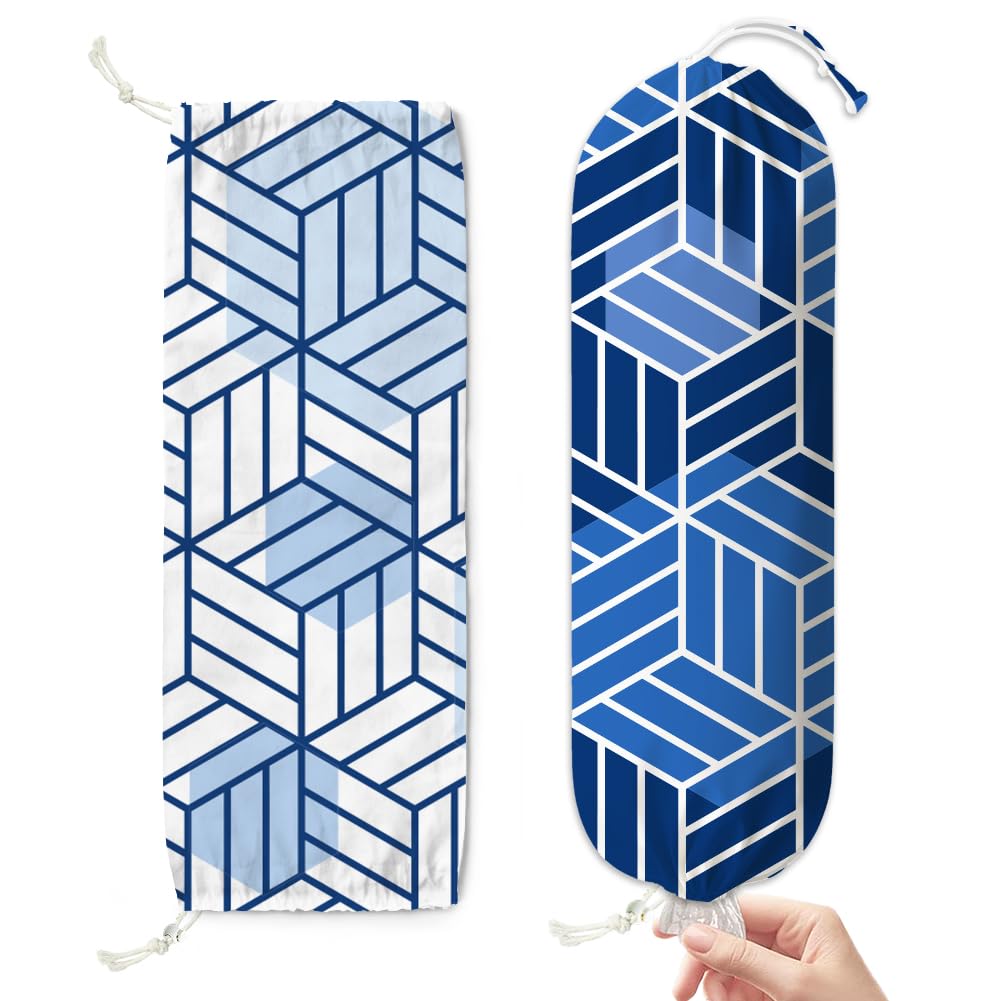 2 Stück Geometrisch Plastiktütenhalter Canvas 58.5x23cm Plastiktüten Einkaufstüten Halter Organizer