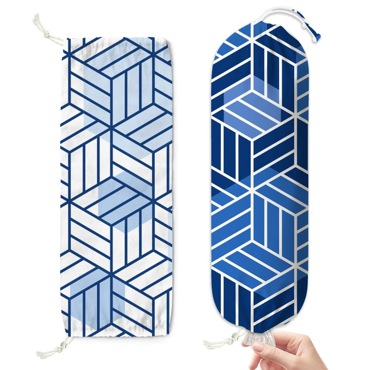 2 Stück Geometrisch Plastiktütenhalter Canvas 58.5x23cm Plastiktüten Einkaufstüten Halter Organizer