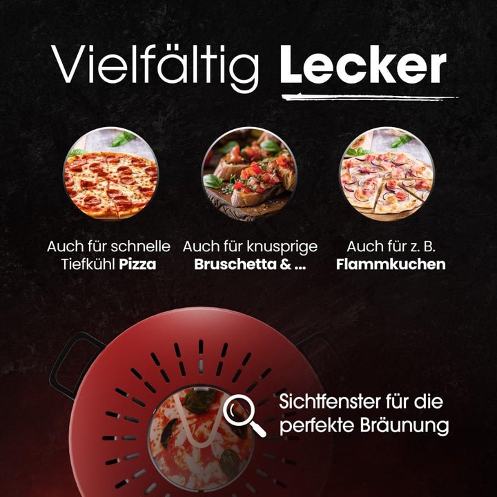 Clatronic® Pizzaofen | Pizzarette 350°C f. italienische Steinofen Pizza zu Hause | Pizzaofen elektri