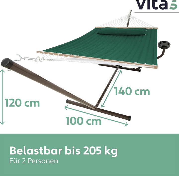 VITA5 Hängematte mit Gestell und Tisch - Hängematte Outdoor für den Garten, Pool & Balkon - Grosszüg