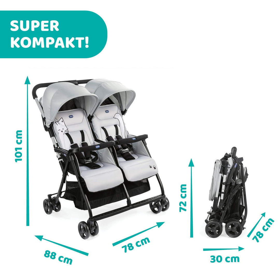 Chicco OHlalà Twin Geschwisterwagen von Geburt bis 15 kg,Kinderwagen für Zwillinge und Geschwister,V