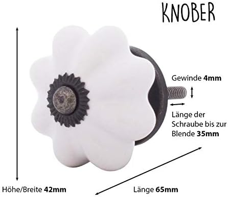 Knober Set 10 X EMIL Mix Kommodenknauf Set bunt handbemalt Keramik Schubladengriff filigran bemalt d