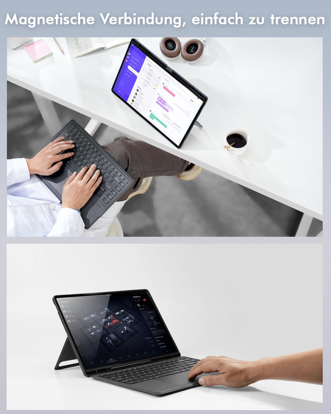 Doohoeek Tastatur mit Hülle für Samsung Galaxy Tab S10 Ultra 2024 14,6 Zoll, Tab S9 Ultra 2023, Tab