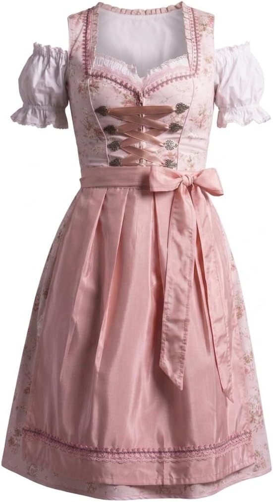 Dirndl Set Trachtenkleid Rose feingeblümt 538GT (42)