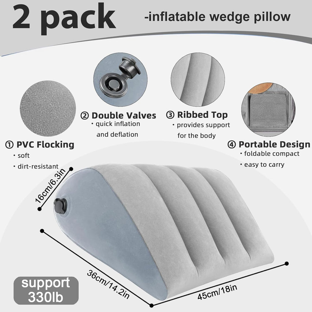 2Pack Aufblasbares Keilkissen für Sleepling - Reflux Kissen Anti-Schnarchen, Säurereflux und GERD. P