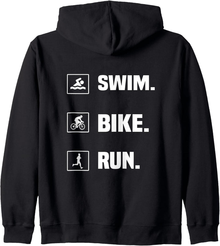 Backprint Swim Bike Run Triathlon Kapuzenjacke