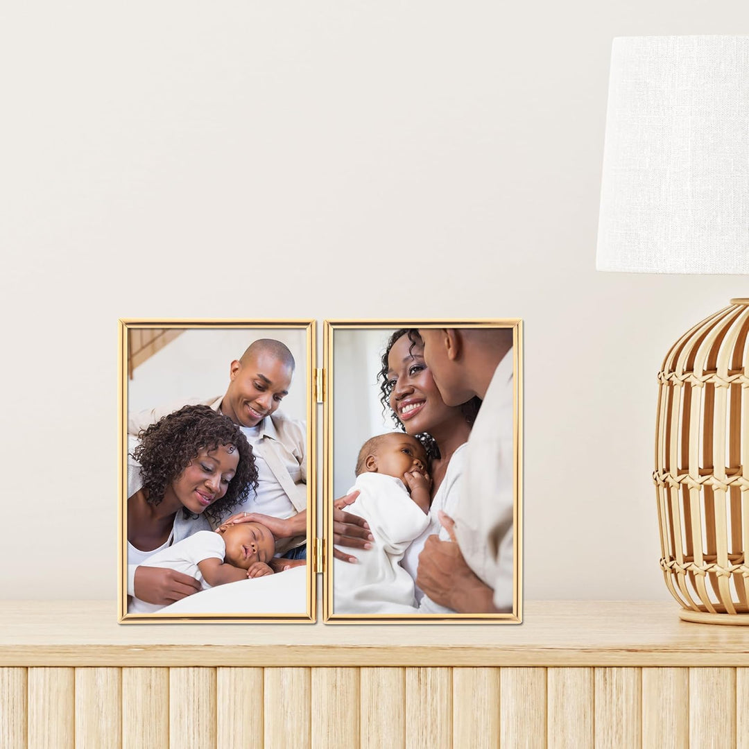 Lawrence Frames Doppel-Bilderrahmen, 10 x 15 cm, goldfarben, 4x6 Double 4x6 Double gold, 4x6 Double