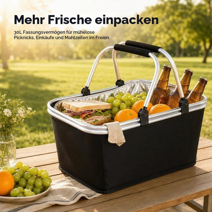 Einkaufskorb,Einkaufskorb Faltbar,Thermo Als Picknickkorb, Kühlbox Tragbare Mit Gepolsterten Griffen