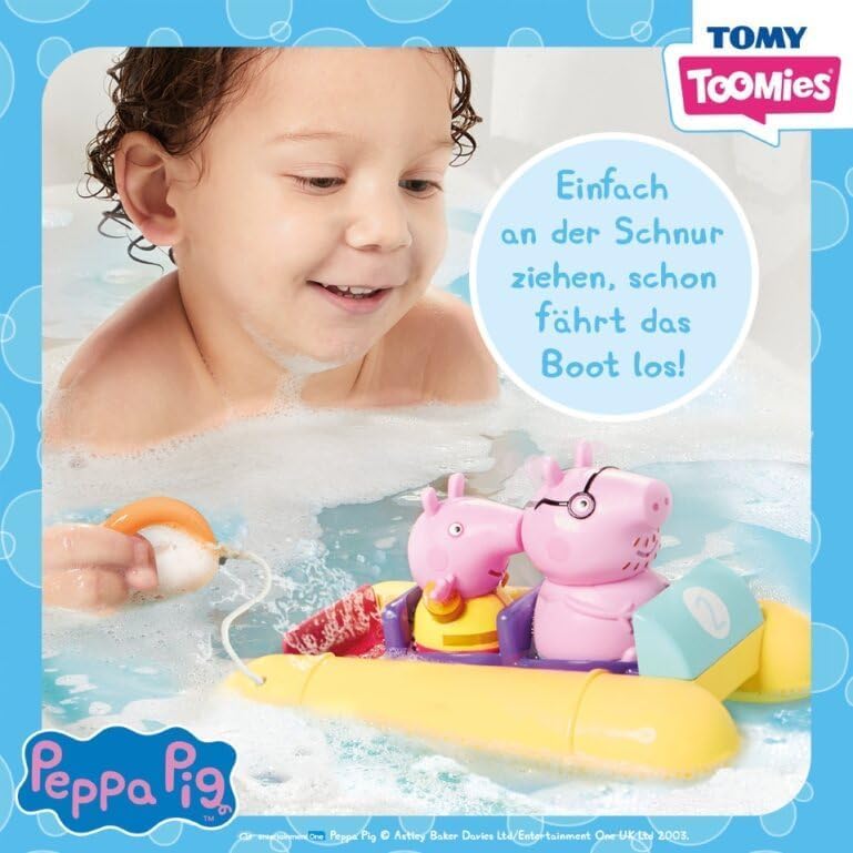 TOMY Toomies Peppa Wutz Pedalo, Baby-Badespielzeug, spassiges Bade-Accessoire und Wasserspiel für Ki