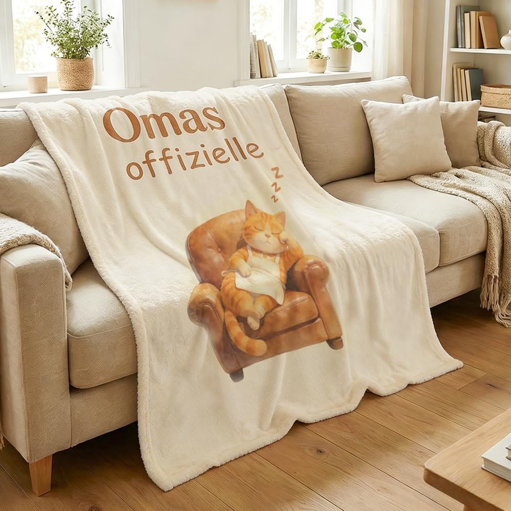 Mama Geschenk Kuscheldecke 150×130CM Flanelldecke Schlafdecke für Mama Katzenmam Oma Muttertagsgesch