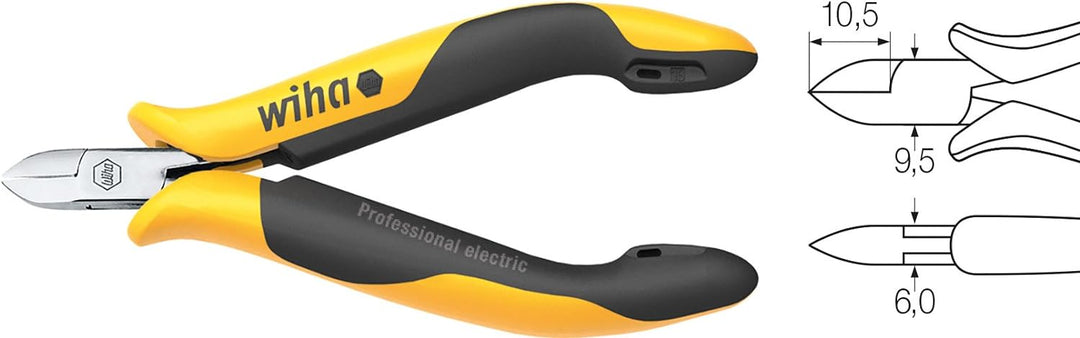 Wiha Seitenschneider Professional ESD schmaler, halbrunder Kopf mit kleiner Wate (26826) 115 mm für