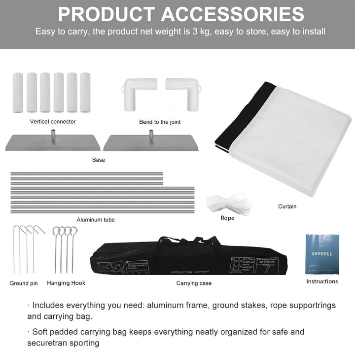 SKERELL leinwand Beamer mit Stand 100 Zoll Beamer leinwand Projektor leinwand Outdoor Indoor Filmlei