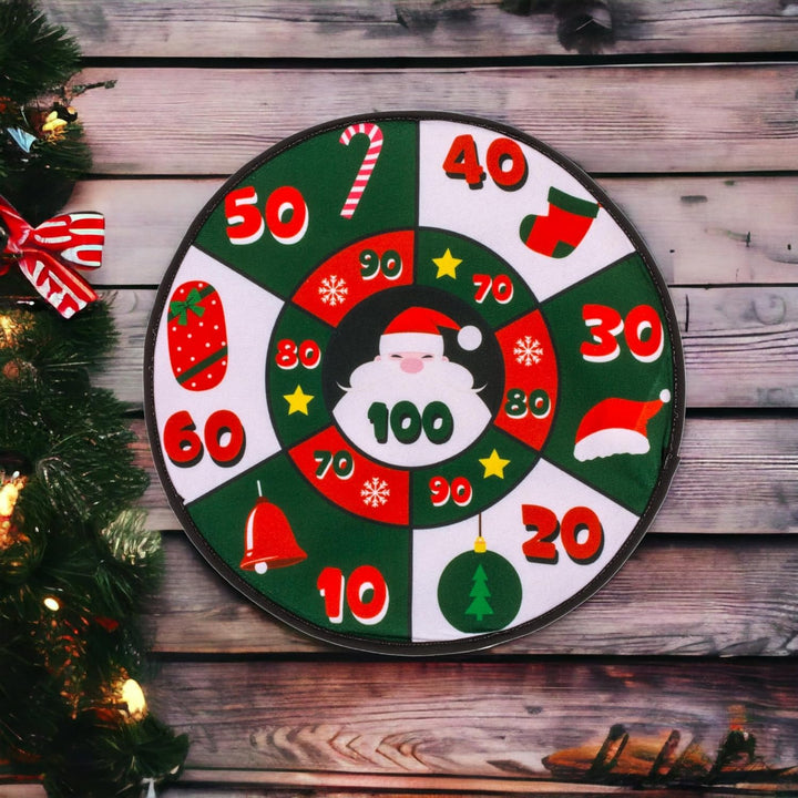 MIJOMA Weihnachts-Filz-Dartscheibe mit 4 Klettband-Bällen, Ø 35 cm - Perfekter Familienzeitvertreib