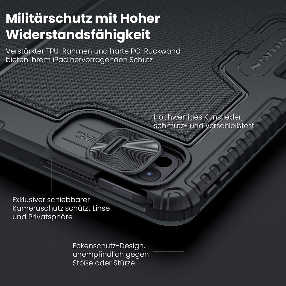 Nillkin iPad Pro 13 Zoll (M5/M4, 2025/2024) Hülle mit Tastatur, Robuste Tastaturhülle mit Kamerabede