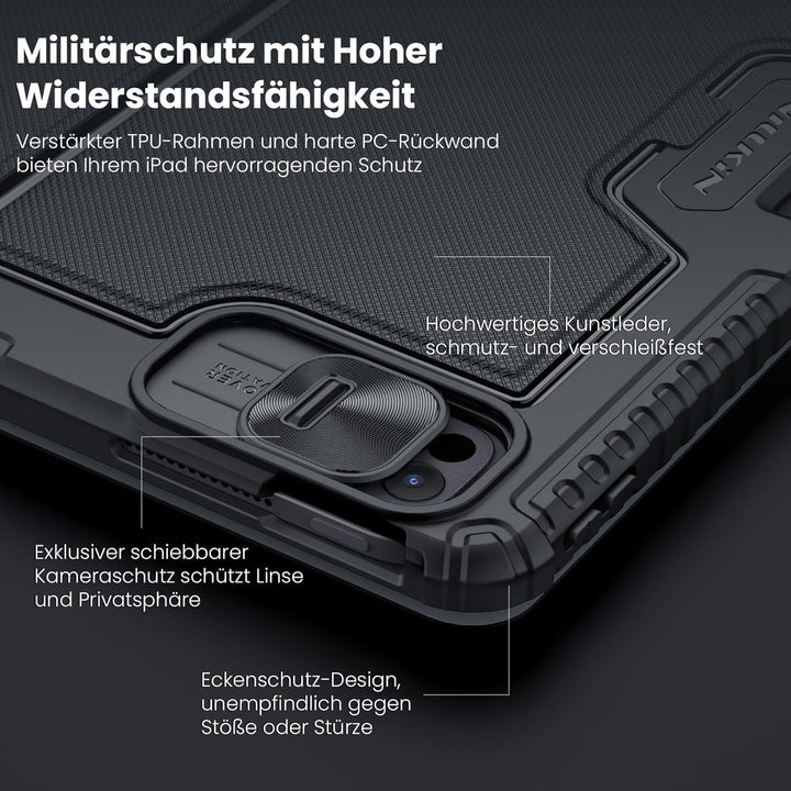 Nillkin iPad Pro 13 Zoll (M5/M4, 2025/2024) Hülle mit Tastatur, Robuste Tastaturhülle mit Kamerabede