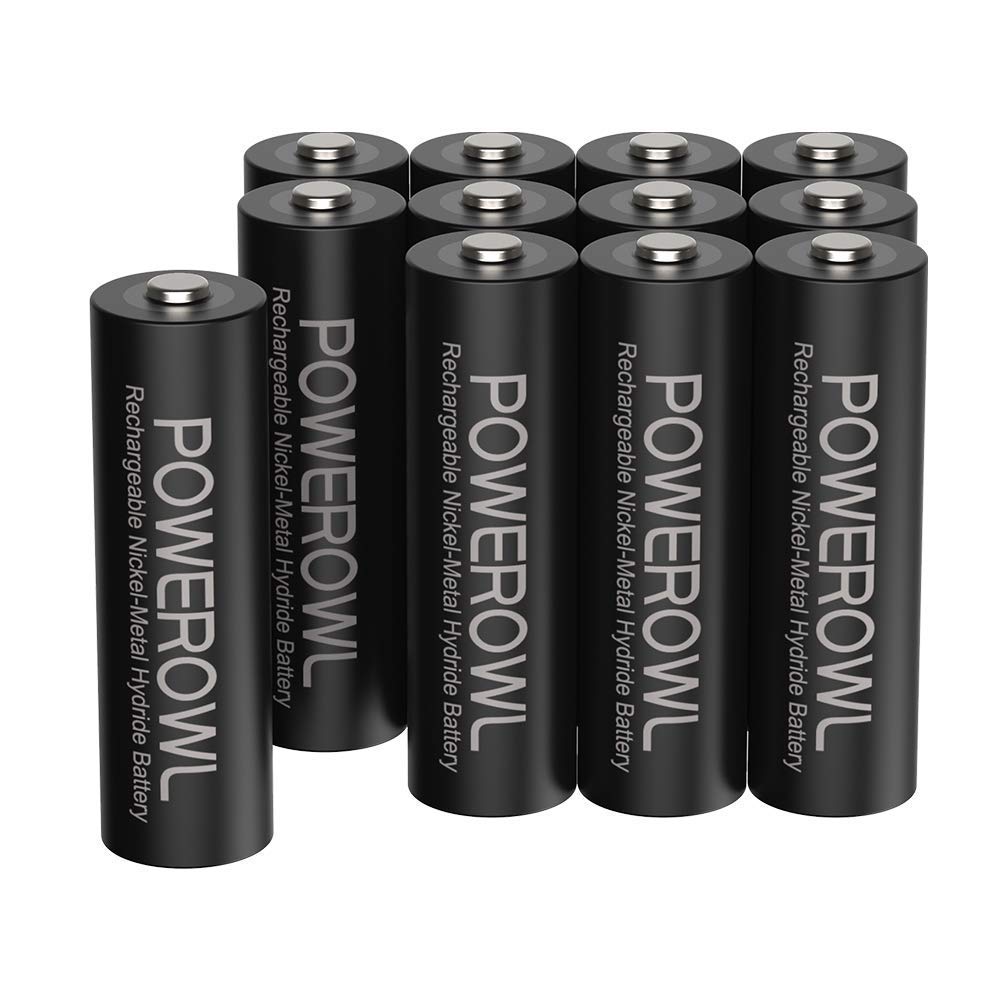 POWEROWL AA Akku 2800mAh Wiederaufladbar Batterien AA 12 Stück (Geringe Selbstentladung, 1200 Zyklen
