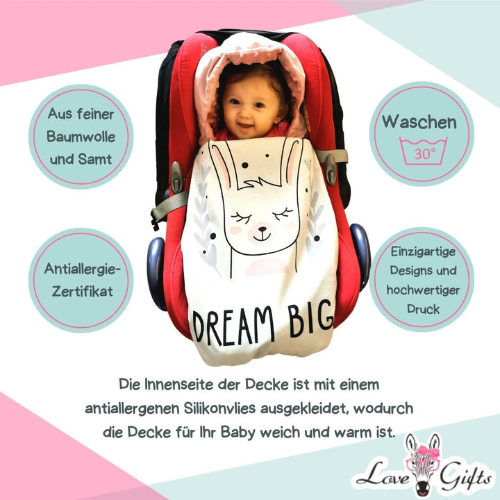 Love Gifts® Einschlagdecke Babyschale 80 * 85 cm, Baby Erstausstattung für Autositz, Kuscheldecke fü