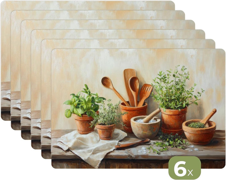 KitchenYeah© Platzsets Abwaschbar 6-Teilig 45x30 cm Tischsets Platzdeckchen rutschfeste Platzset Unt