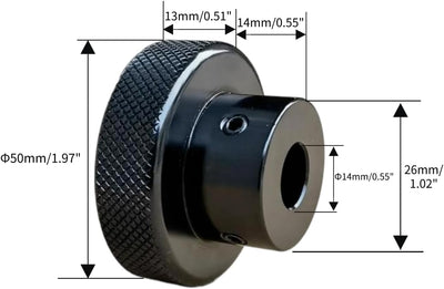 CHANCS Aluminiumlegierung Handrad Schwarz Einstellknöpfe 50mm OD 14mm Bohrung Mini Handrad Mechanisc