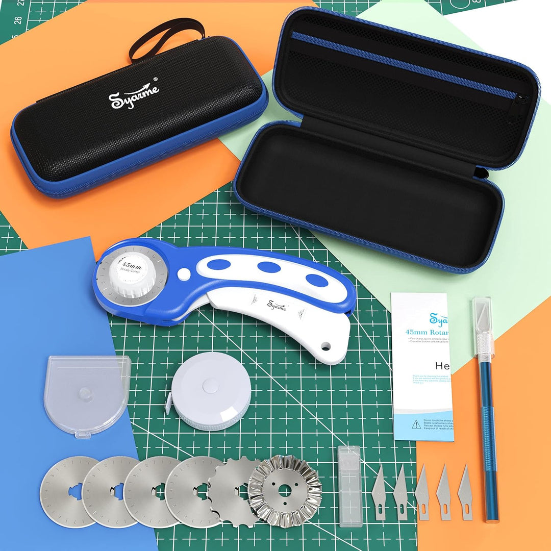 Rollschneider 45mm Rollschneider Stoff Set,Mit 6 Ersatz-Rollschneiden Zum Präzisen Schneiden Von Sto