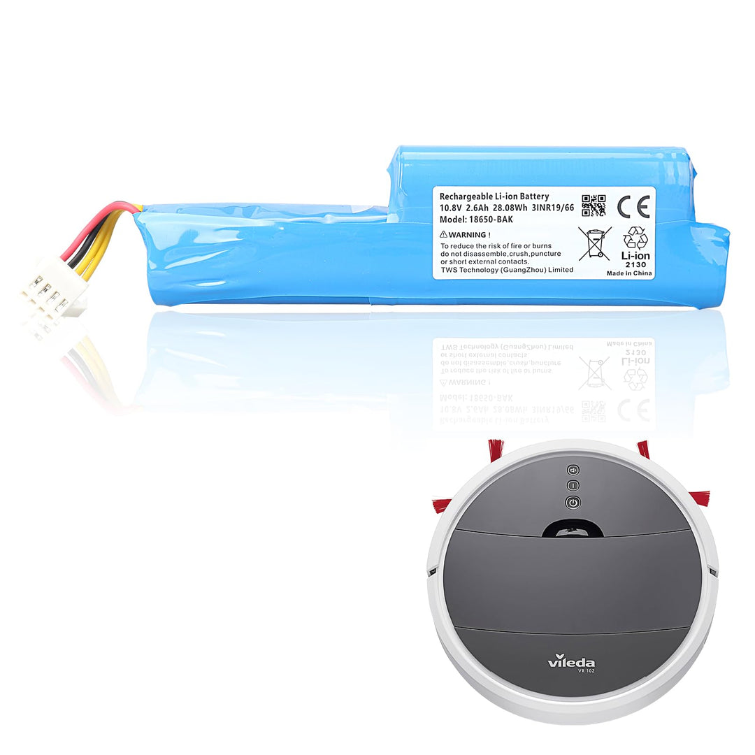 MXJFYY 10,8 V 2600 mAh 28,08 Wh Li-Ionen-Staubsauger-Ersatzakku, kompatibel mit Vileda VR 102, VR On