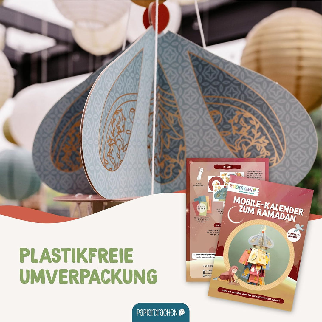 Papierdrachen Mobile Kalender zum Ramadan - Moschee - zum selbst Basteln - Geschenk - Dekoration - L